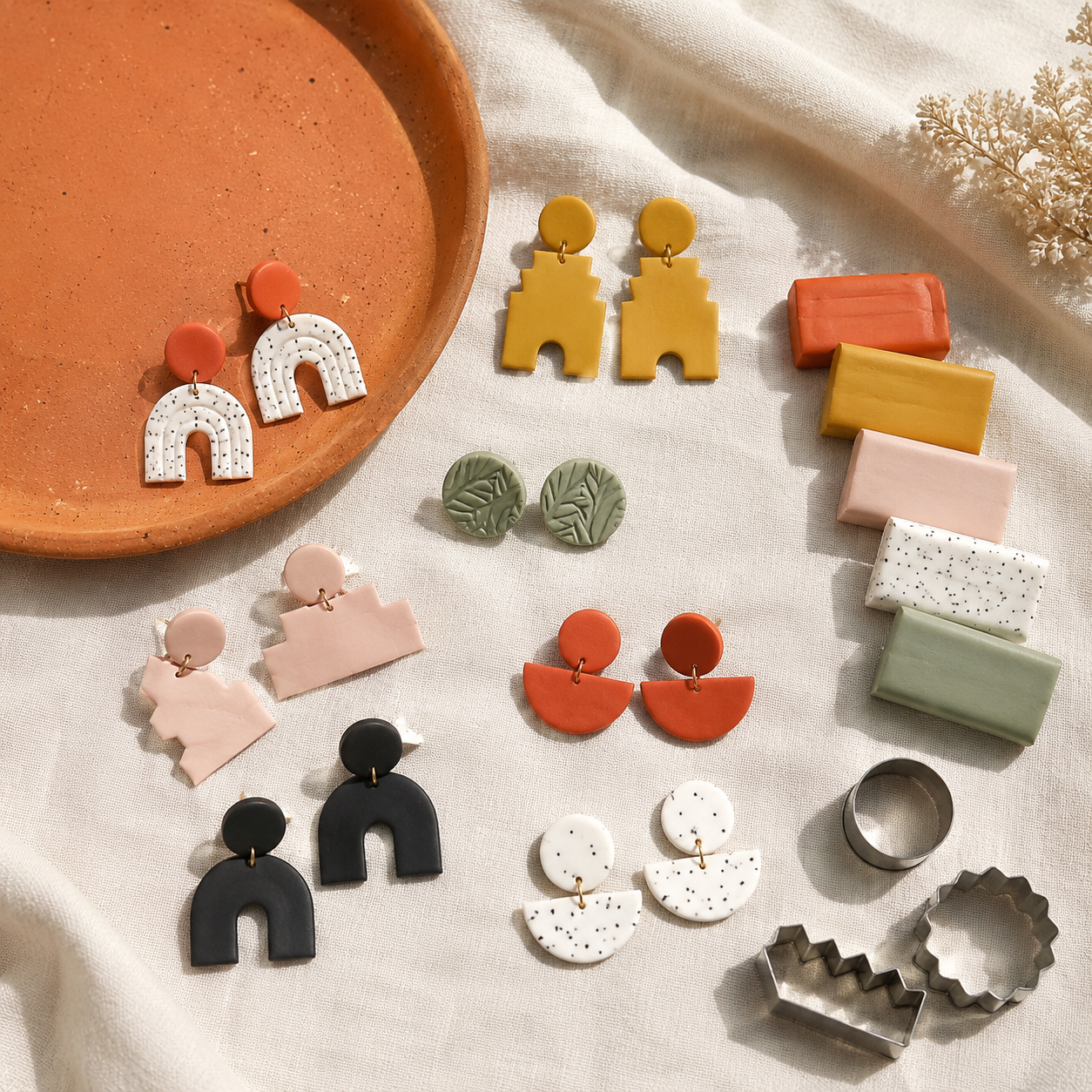 Polymer Clay Earring Studio — finished make with kit materials