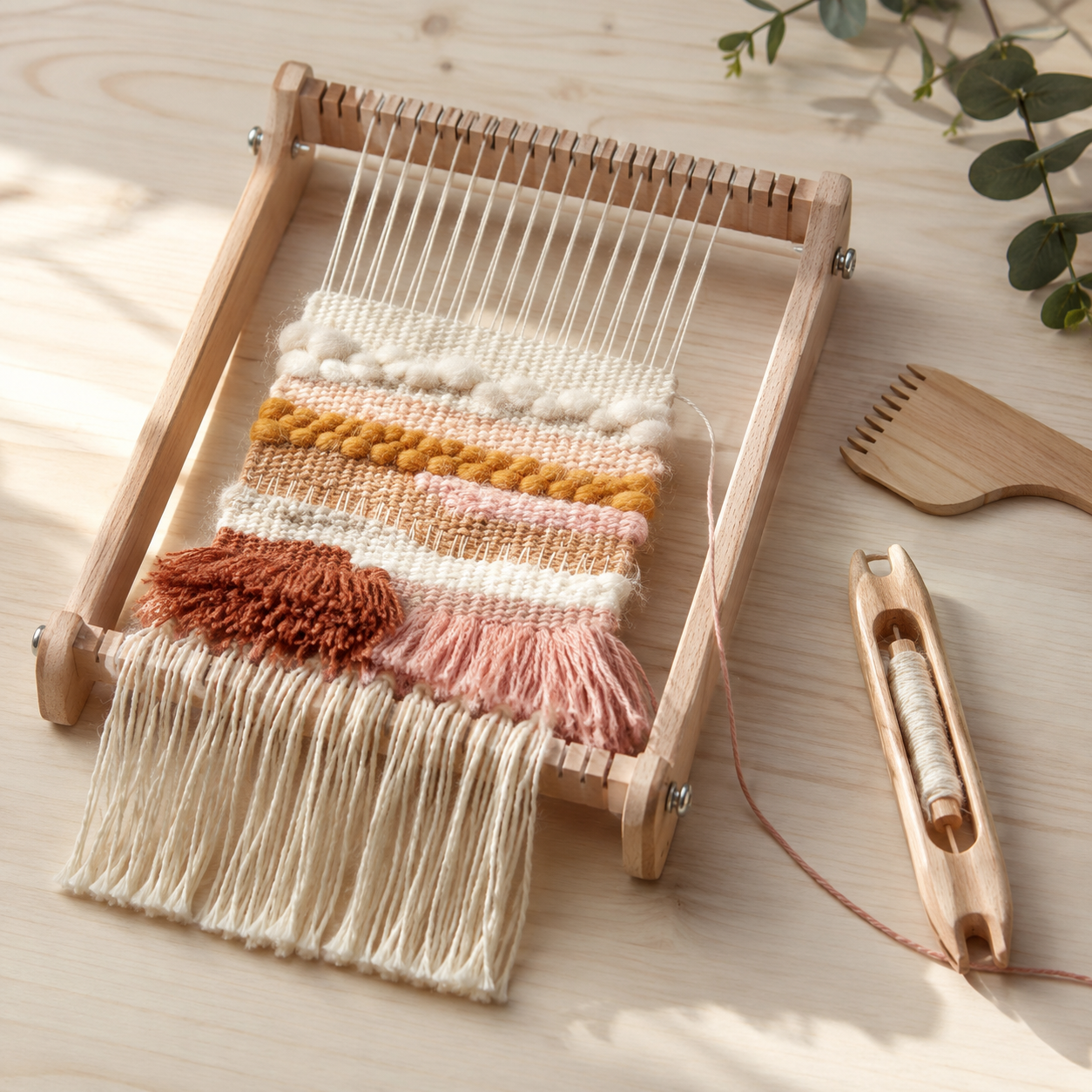 Mini Weaving Loom Kit — finished make with kit materials