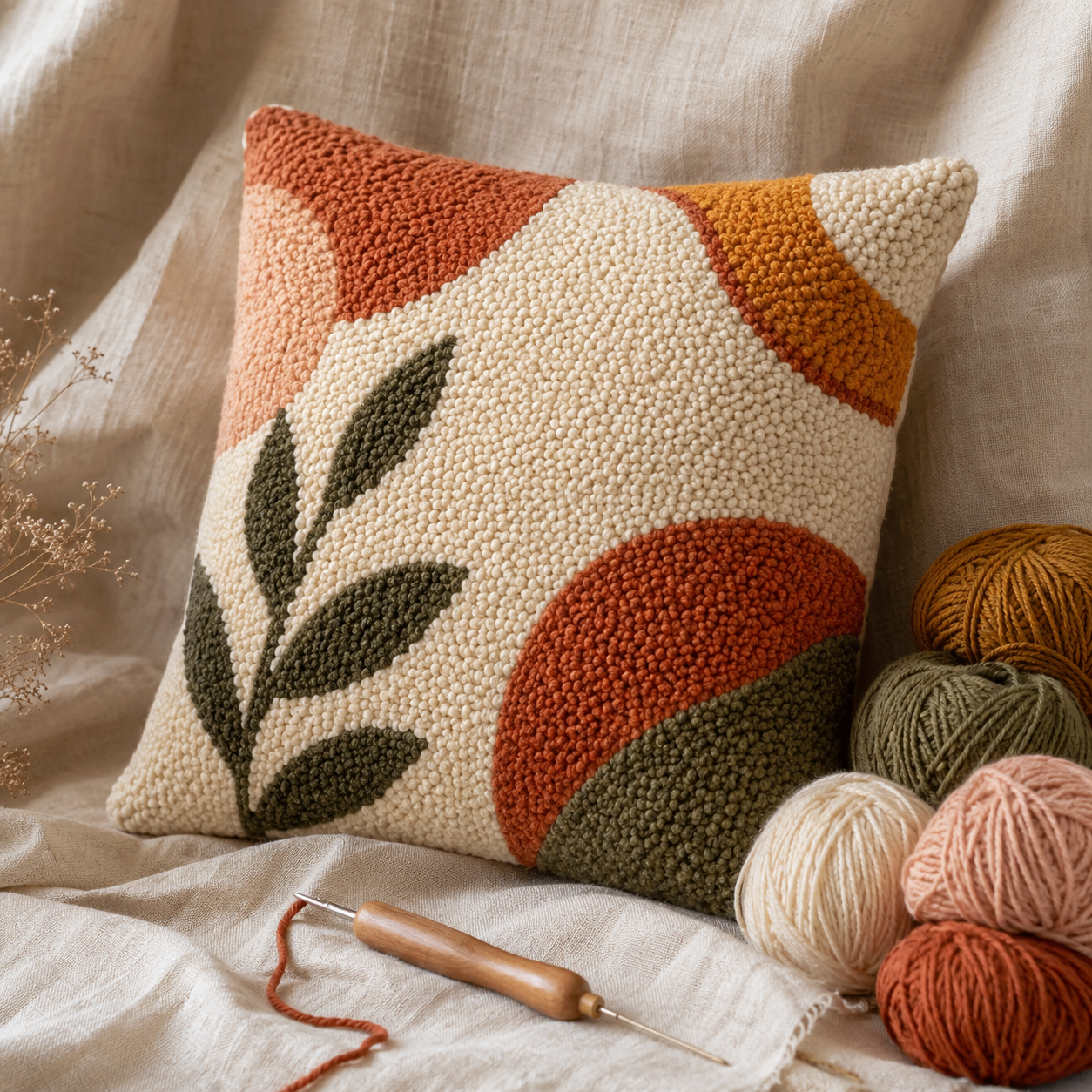 Punch Needle Cushion Kit — finished make with kit materials