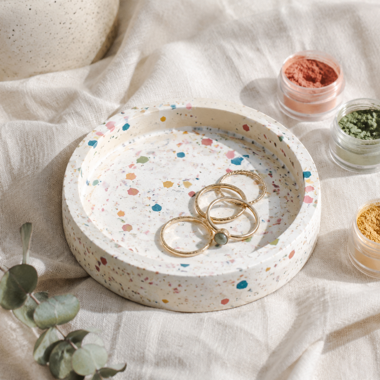 Terrazzo Trinket Dish Kit — finished make with kit materials